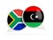 Flags of South Africa and libya inside chat bubbles