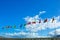 Flags of South America, Andean Community, on the background the sky. Thirteen flags.