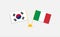 Flags of South Korea and Italy. Meetings. Background and illustrations. 3d