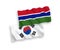 Flags of South Korea and Republic of Gambia on a white background