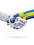 Flags South Korea, Sweden countries, partnership friendship handshake concept.