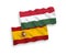 Flags of Spain and Hungary on a white background