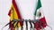 Flags of Spain and Mexico at international meeting or conference. 3D rendering