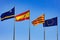 Flags of Spain, Salou, Catalonia, European Union