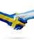 Flags Sweden, Argentina countries, partnership friendship handshake concept.