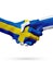 Flags Sweden, Finland countries, partnership friendship handshake concept.