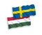 Flags of Sweden and Hungary on a white background