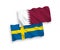 Flags of Sweden and Qatar on a white background