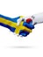 Flags Sweden, South Korea countries, partnership friendship handshake concept.