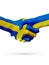 Flags Sweden, Ukraine countries, partnership friendship handshake concept.