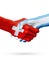 Flags Switzerland, Argentina countries, partnership friendship handshake concept.