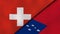 The flags of Switzerland and Samoa. News, reportage, business background. 3d illustration