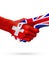 Flags Switzerland, United Kingdom countries, partnership friendship handshake concept.