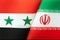 Flags of syria, iran. The concept of international relations between countries. The concept of an alliance or a confrontation