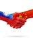 Flags Taiwan, China countries, partnership friendship handshake concept.