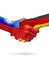 Flags Taiwan, Germany countries, partnership friendship handshake concept.