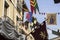 Flags, traditional medieval festival in the streets of Alcala de