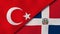 The flags of Turkey and Dominican Republic. News, reportage, business background. 3d illustration