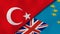 The flags of Turkey and Tuvalu. News, reportage, business background. 3d illustration