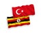 Flags of Turkey and Uganda on a white background