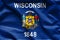 Flags of the U.S. states: Waving Fabric Flag Wisconsin