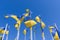 flags of ukraine against the blue sky near the embassy of russia in latvia 15