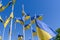 flags of ukraine against the blue sky near the embassy of russia in latvia 22