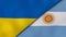 The flags of Ukraine and Argentina. News, reportage, business background. 3d illustration