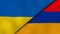 The flags of Ukraine and Armenia. News, reportage, business background. 3d illustration