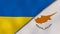 The flags of Ukraine and Cyprus. News, reportage, business background. 3d illustration