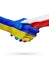 Flags Ukraine, Czech Republic countries, partnership friendship handshake concept.