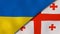 The flags of Ukraine and Georgia. News, reportage, business background. 3d illustration