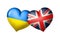 Flags of Ukraine and Great Britain. Two hearts in the colors of the flags isolated on a white background. Protection, solidarity