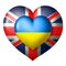 Flags of Ukraine and Great Britain. Two hearts in the colors of the flags isolated on a white background. Protection, solidarity