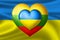 Flags of Ukraine and Lithuania. Two hearts in the colors of the flags on the background of the flag of Ukraine. Protection,