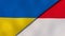 The flags of Ukraine and Monaco. News, reportage, business background. 3d illustration