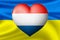 Flags of Ukraine and Netherlands. Heart color of the flag on the background of the flag of Ukraine. The concept of protection.