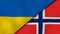 The flags of Ukraine and Norway. News, reportage, business background. 3d illustration