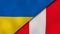 The flags of Ukraine and Peru. News, reportage, business background. 3d illustration