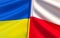 Flags of Ukraine and Poland. European Union. Polish flag. Blue and yellow flag. Sovereign state. Independent Ukraine. 3D