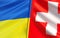 Flags of Ukraine and Switzerland. Swiss flag. Blue and yellow flag. State symbols. Sovereign state. Independent Ukraine. 3D