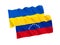 Flags of Ukraine and Venezuela on a white background