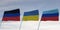 Flags of UKRANIE Donetsk AND Lugansk waving with cloudy blue sky background,3D rendering war
