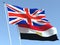 The flags of United Kingdom and Egypt on the blue sky. For news, reportage, business. 3d illustration