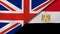 The flags of United Kingdom and Egypt. News, reportage, business background. 3d illustration