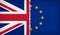 flags of United Kingdom and European Union with the break line. Brexit referendum concept about UK