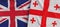 Flags of United Kingdom and Georgia. Linen flags close-up. Flag made of canvas. Great Britain. English. Georgian. National symbols