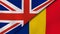 The flags of United Kingdom and Romania. News, reportage, business background. 3d illustration