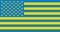 flags of USA in colors of Ukrainian flag. Concept of Solidarity with Ukraine. Ukrainian lives matter. I Stand With Ukraine. Stop