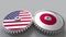 Flags of the USA and Japan on meshing gears. International cooperation conceptual animation